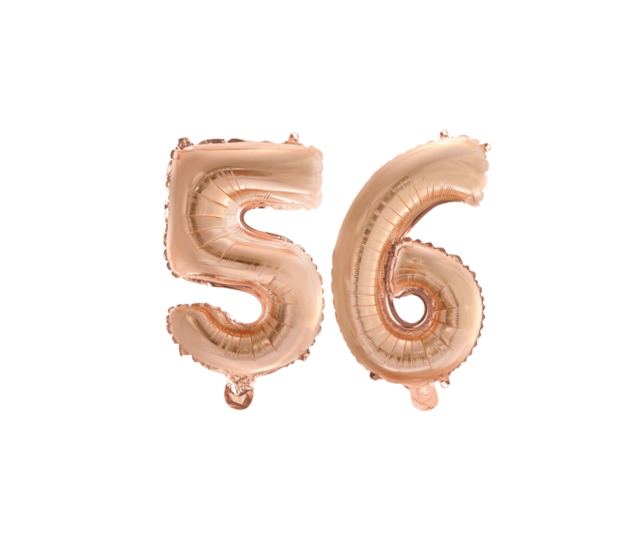 Folieballon 56 jaar Rosé Goud 41cm