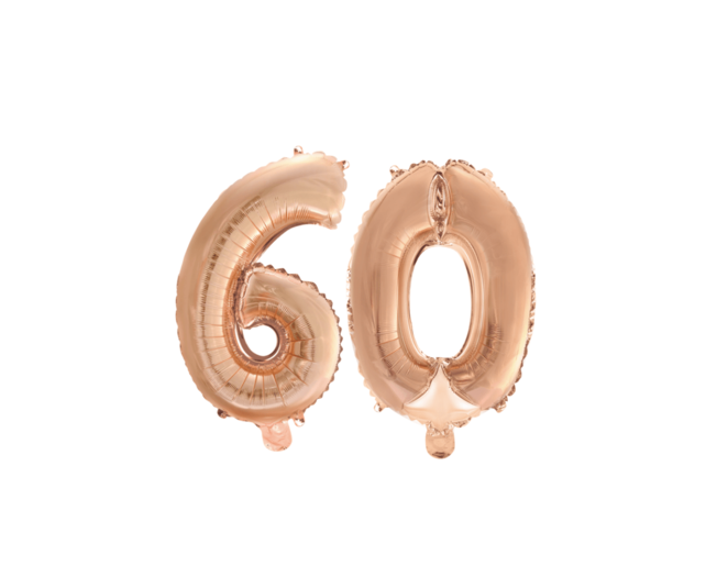 Folieballon 60 jaar Rosé Goud 41cm