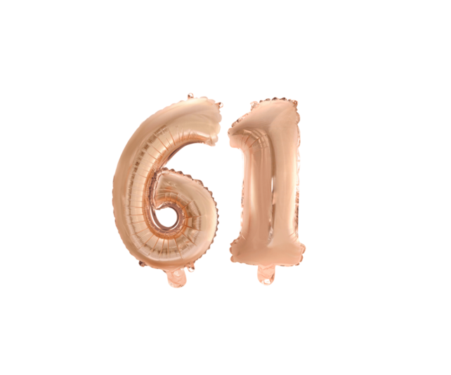 Folieballon 61 jaar Rosé Goud 41cm