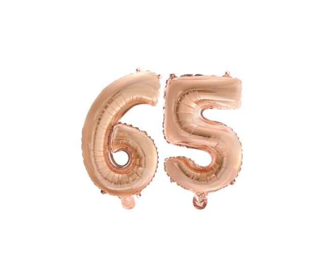 Folieballon 65 jaar Rosé Goud 41cm