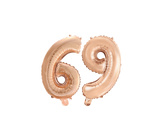 Folieballon 69 jaar Rosé Goud 41cm