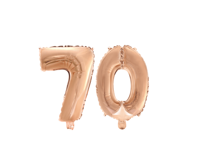 Folieballon 70 jaar Rosé Goud 41cm