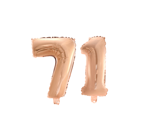 Folieballon 71 jaar Rosé Goud 41cm