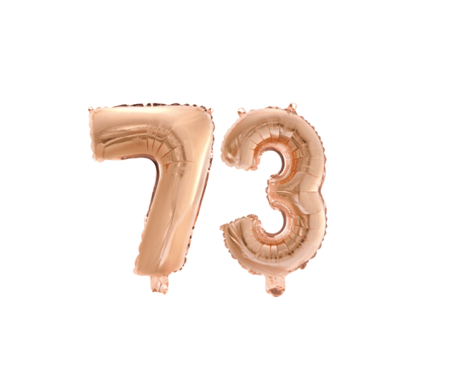 Folieballon 73 jaar Rosé Goud 41cm Folieballon 73 jaar Rosé Goud 41cm
