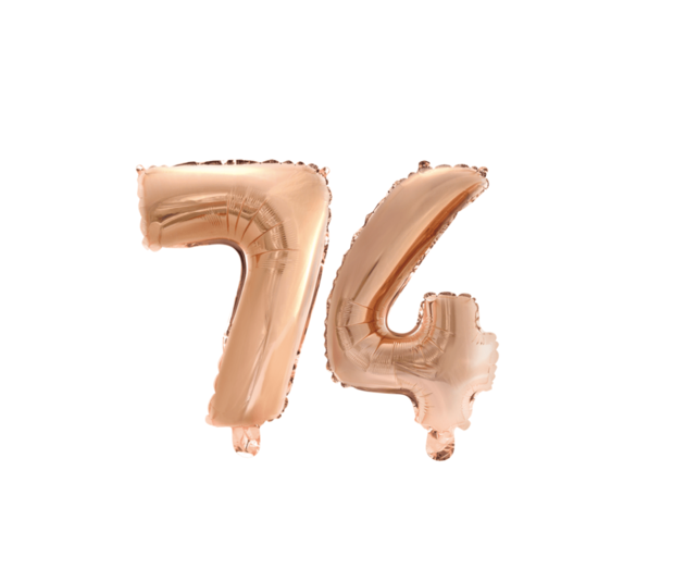 Folieballon 74 jaar Rosé Goud 41cm
