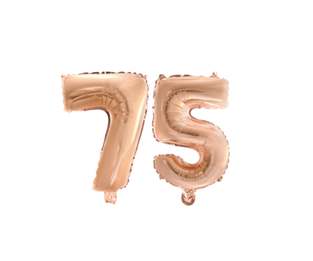 Folieballon 75 jaar Rosé Goud 41cm