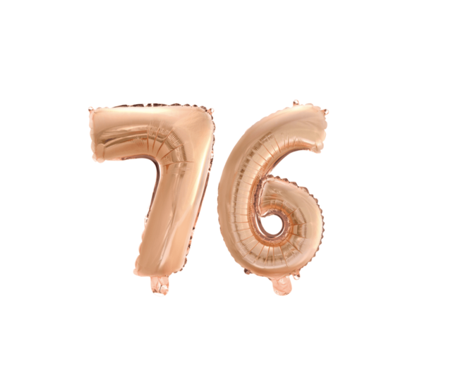 Folieballon 76 jaar Rosé Goud 41cm Folieballon 76 jaar Rosé Goud 41cm