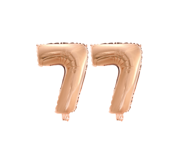 Folieballon 77 jaar Rosé Goud 41cm