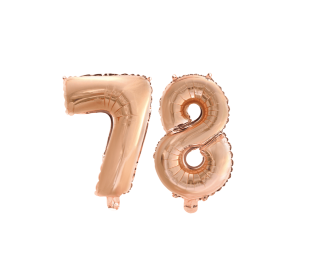 Folieballon 78 jaar Rosé Goud 41cm