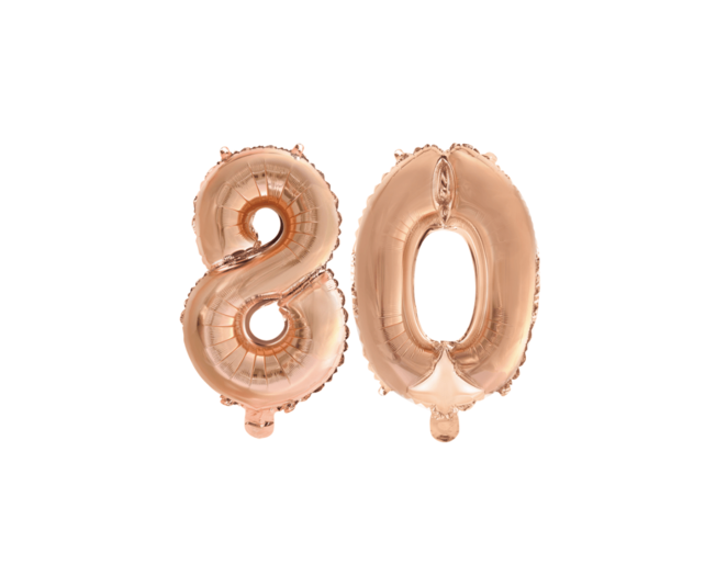 Folieballon 80 jaar Rosé Goud 41cm