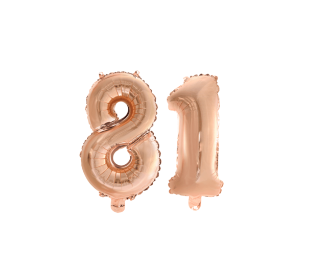 Folieballon 81 jaar Rosé Goud 41cm