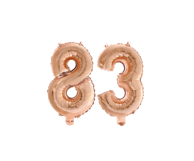 Folieballon 83 jaar Rosé Goud 41cm