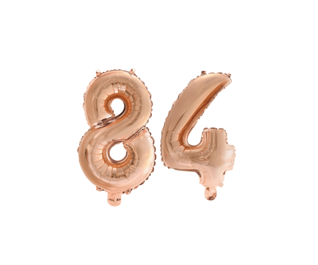 Folieballon 84 jaar Rosé Goud 41cm Folieballon 84 jaar Rosé Goud 41cm
