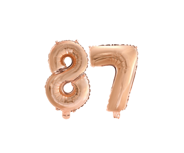 Folieballon 87 jaar Rosé Goud 41cm