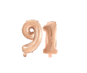Folieballon 91 jaar Rosé Goud 41cm