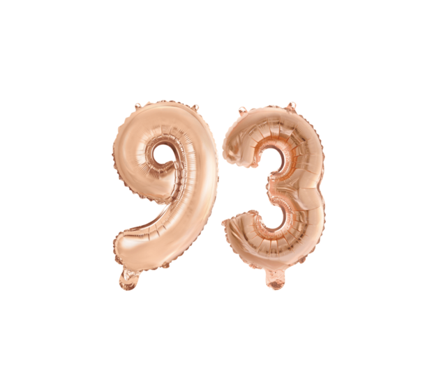 Folieballon 93 jaar Rosé Goud 41cm