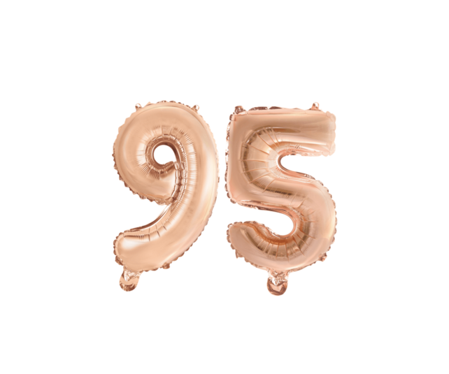 Folieballon 95 jaar Rosé Goud 41cm