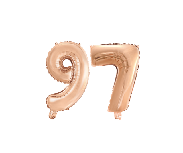 Folieballon 97 jaar Rosé Goud 41cm