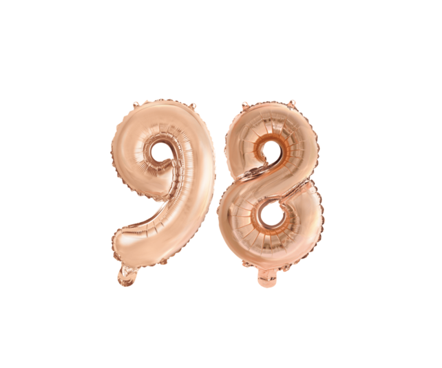 Folieballon 98 jaar Rosé Goud 41cm