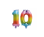 Folieballon 10 jaar Regenboog 86cm