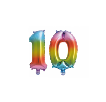 Folieballon 10 jaar Regenboog 86cm