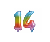 Folieballon 14 jaar Regenboog 86cm