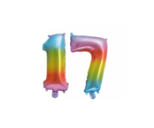 Folieballon 17 jaar Regenboog 86cm