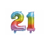 Folieballon 21 jaar Regenboog 86cm