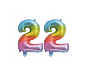 Folieballon 22 jaar Regenboog 86cm