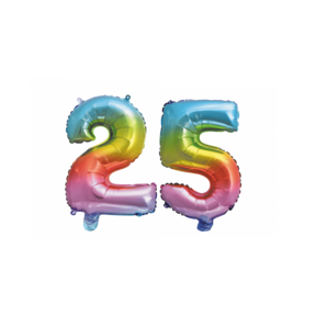 Folieballon 25 jaar Regenboog 86cm
