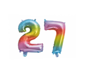 Folieballon 27 jaar Regenboog 86cm