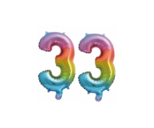 Folieballon 33 jaar Regenboog 86cm