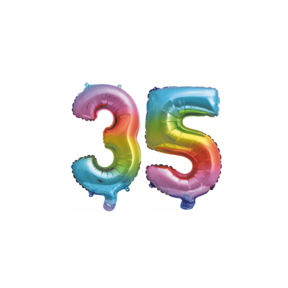 Folieballon 35 jaar Regenboog 86cm