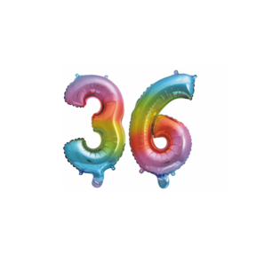 Folieballon 36 jaar Regenboog 86cm