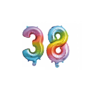 Folieballon 38 jaar Regenboog 86cm