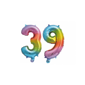 Folieballon 39 jaar Regenboog 86cm