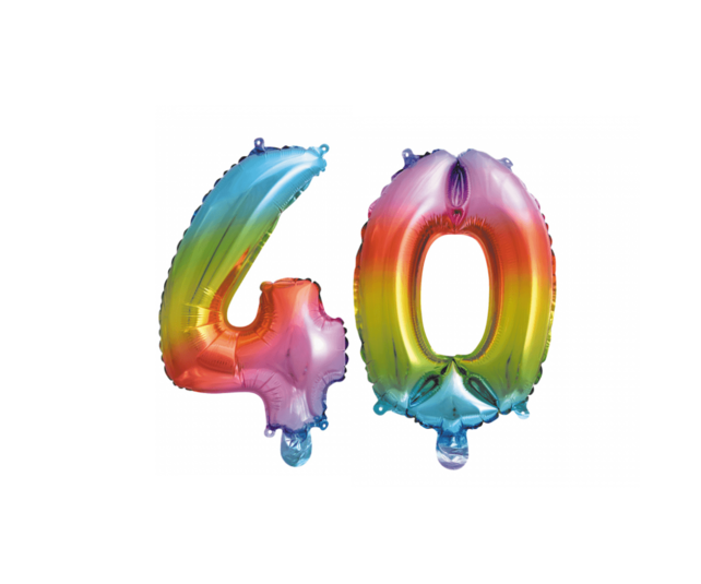 Folieballon 40 jaar Regenboog 86cm