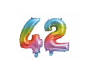 Folieballon 42 jaar Regenboog 86cm