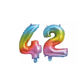 Folieballon 42 jaar Regenboog 86cm