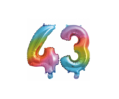 Folieballon 43 jaar Regenboog 86cm