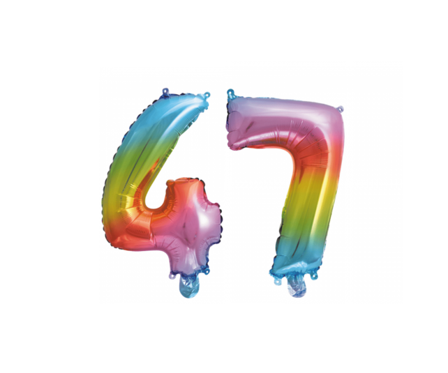 Folieballon 47 jaar Regenboog 86cm