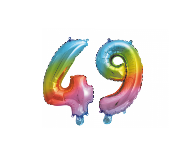 Folieballon 49 jaar Regenboog 86cm