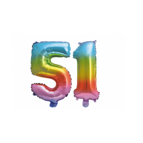 Folieballon 51 jaar Regenboog 86cm