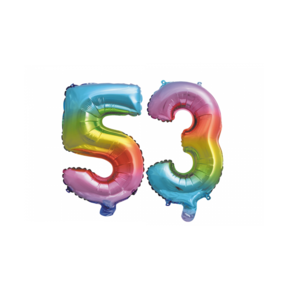 Folieballon 53 jaar Regenboog 86cm