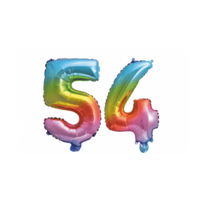 Folieballon 54 jaar Regenboog 86cm