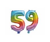 Folieballon 59 jaar Regenboog 86cm