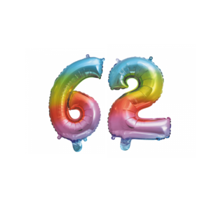 Folieballon 62 jaar Regenboog 86cm