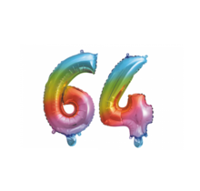 Folieballon 64 jaar Regenboog 86cm