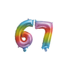 Folieballon 67 jaar Regenboog 86cm