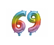 Folieballon 69 jaar Regenboog 86cm